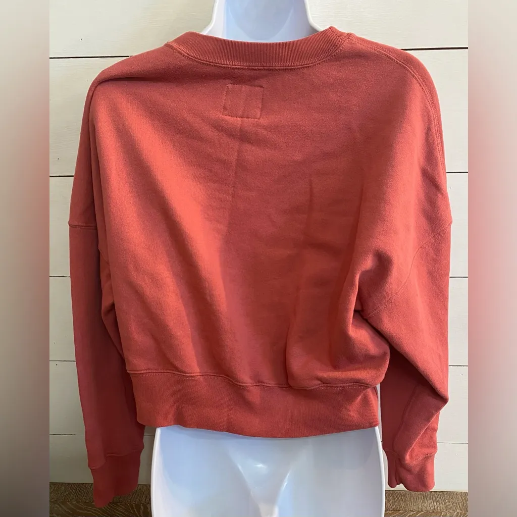 Abercrombie & Fitch Soft AF Women’s Sz M Dk Rose Cropped Embroidered Sweatshirt - Image 2