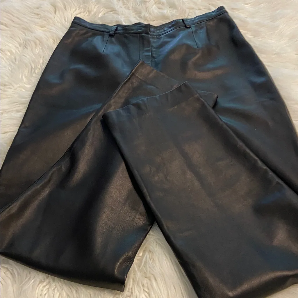 Liz Claiborne Dark Brown  Leather Dress Pants size 12 100% leather inseam 30” - Image 9