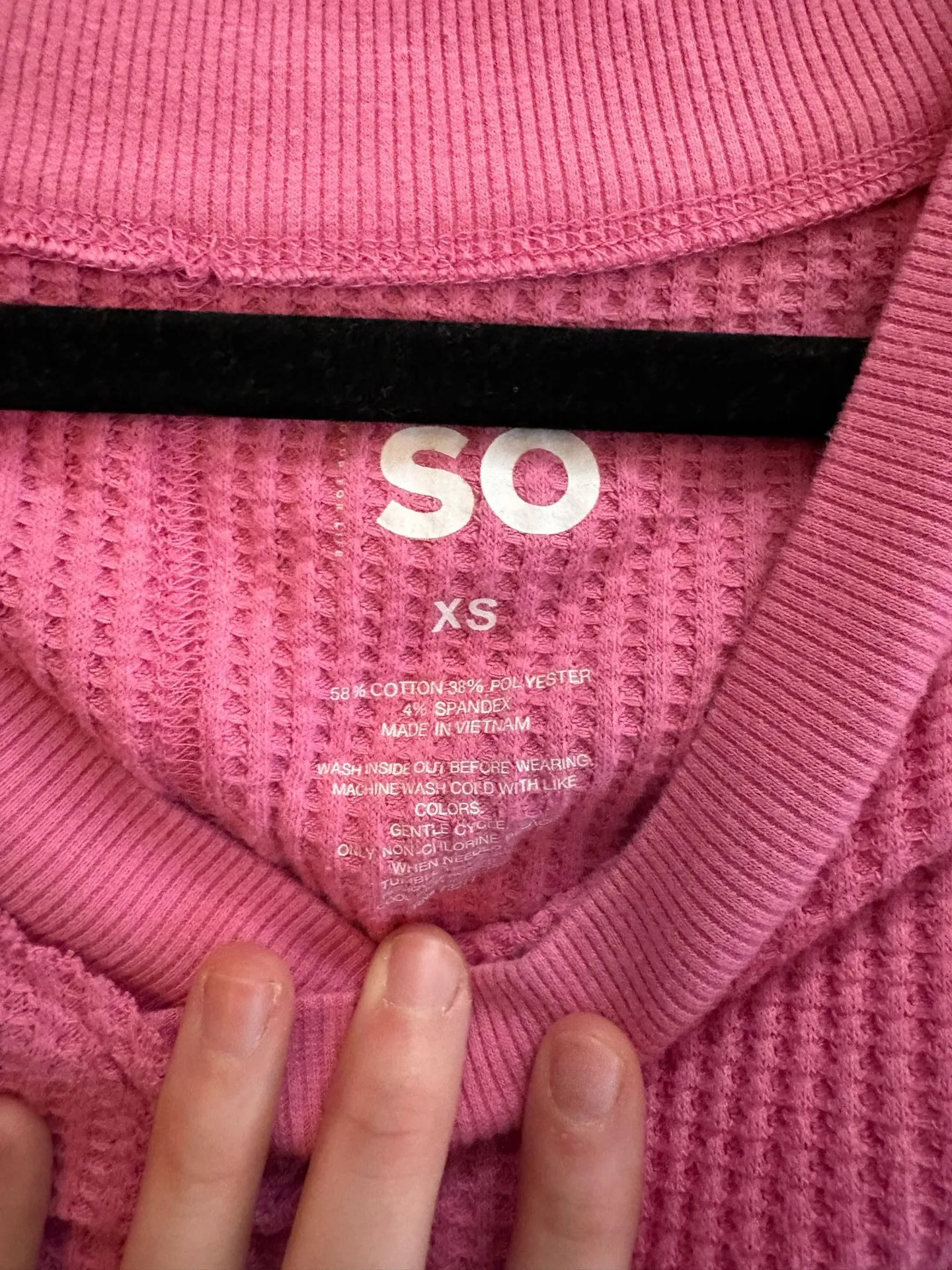 Waffle Knit Sweatshirt Pink Size XS - Image 2