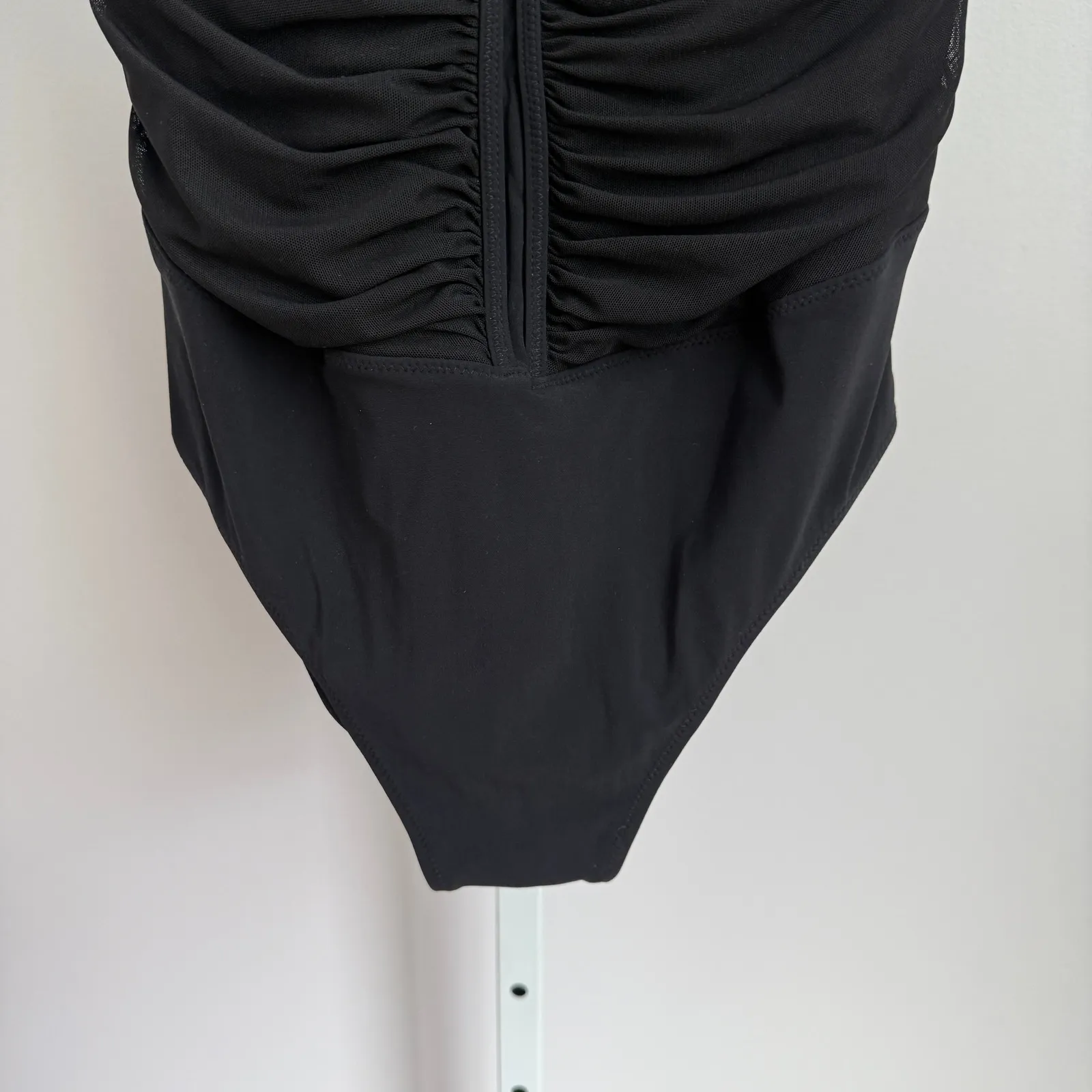 Profile by Gottex‎ Black One Piece Swimsuit Ruched Jewel Detail Size 14 - Image 3
