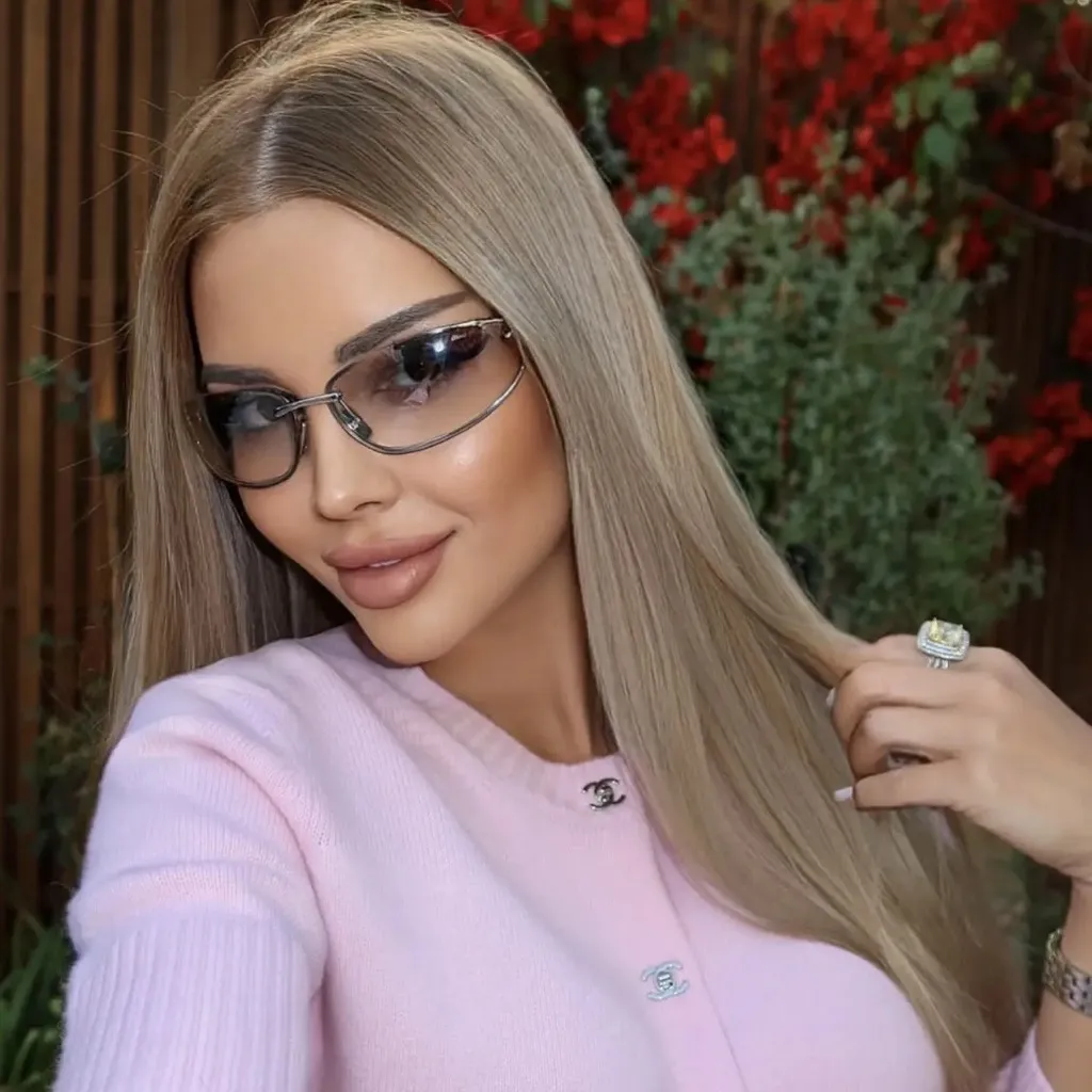 Miu Miu Silver / Light Gray Lens Rectangle Sunglasses - Image 2