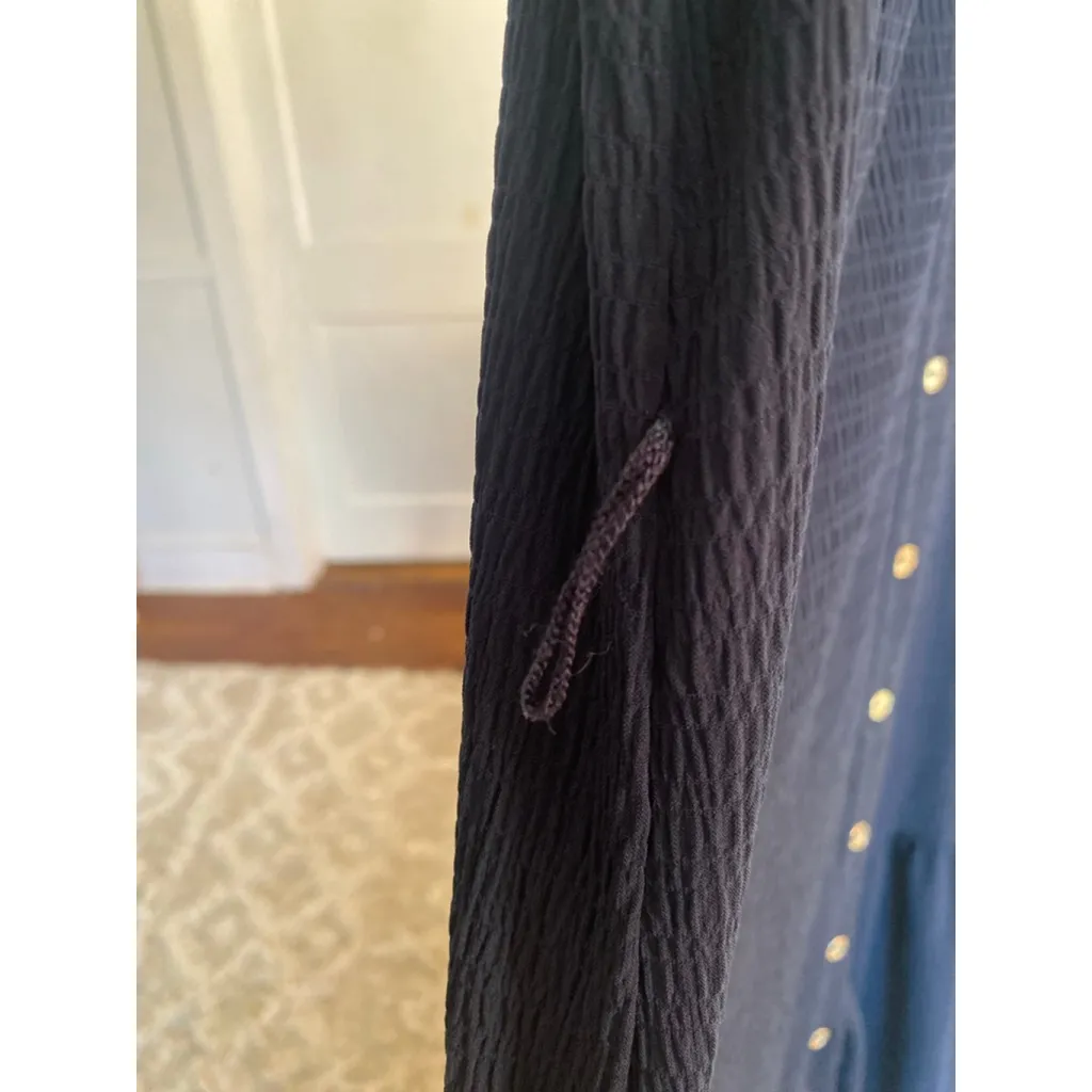 Tommy Hilfiger Navy Button Front Maxi Dress Quiet Luxury Elegant Coastal Classic - Image 5