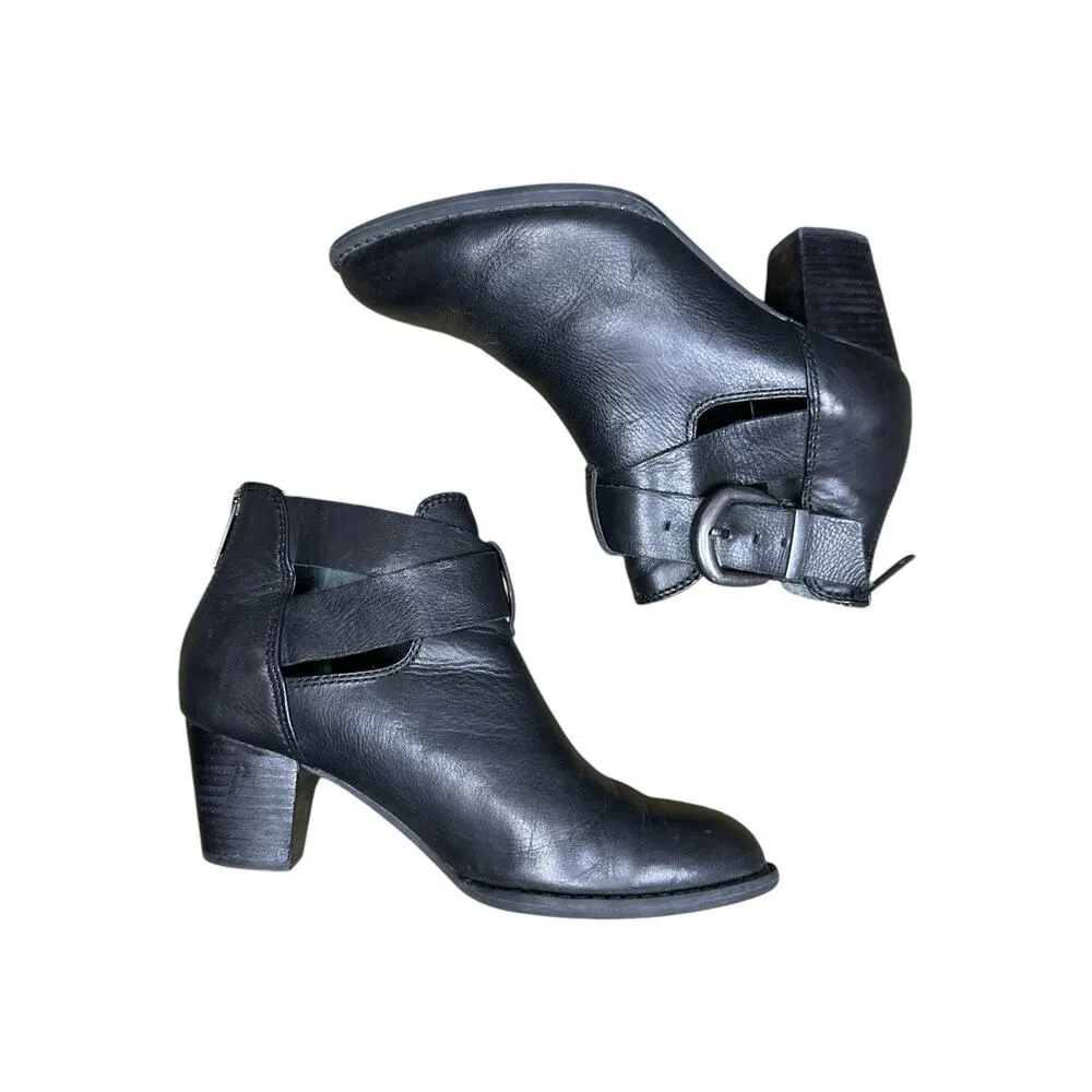 Vionic ‘Rory Smooth’ Black Comfort Zip Up Buckle Leather Heeled Booties Size 6 - Image 7