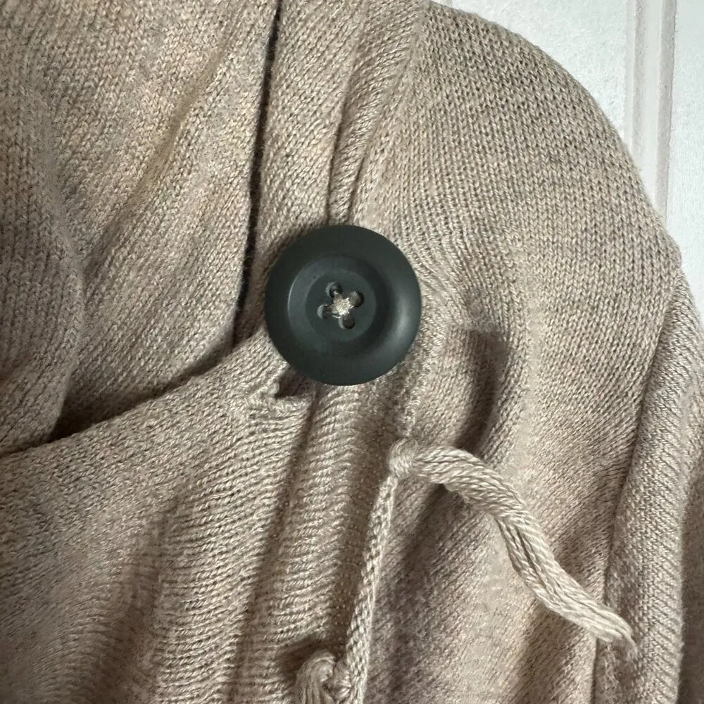 Matilda Jane Come On Over Fringe Wrap Drape Sweater Size Medium Beige M8 - Image 7