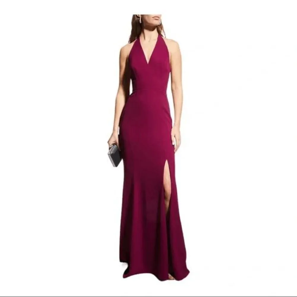 Dress The Population Shiloh Dark Magenta Halter Maxi Dress XS NWT - Image 14