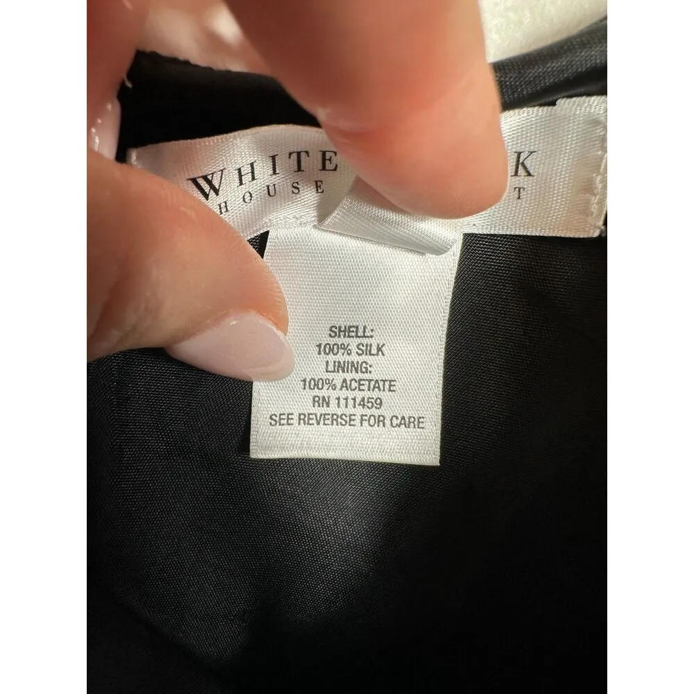 Y2K 100% Silk White House Black Marked Black Bejeweled Cami Top Size XS - Image 4