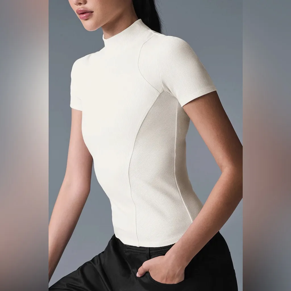 Alo Yoga Ribbed Mesmerize Short Sleeve - Image 2