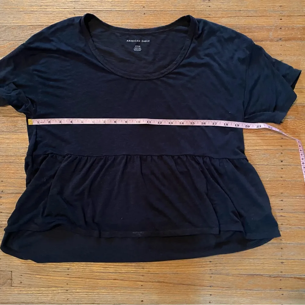 American Eagle Summer Black Lightweight Short Sleeve Peplum Top Size Small - Image 7