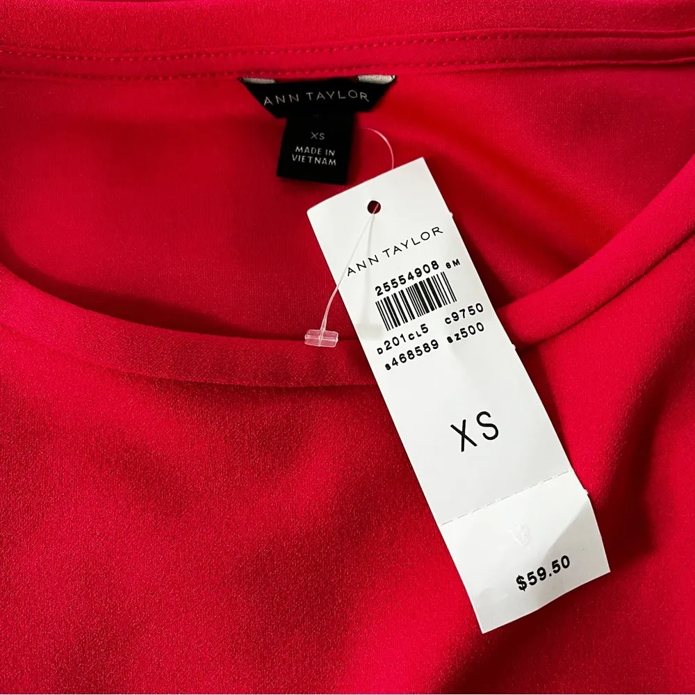 NWT, Ann Taylor Hot Pink Slit Sleeve Blouse - Image 10