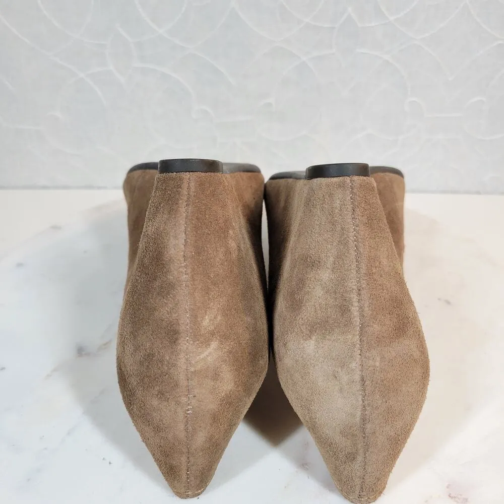 Franco Sarto Womens Zaina Shoes 8 Tan Suede Leather Wedge Slip On Round Toe - Image 6