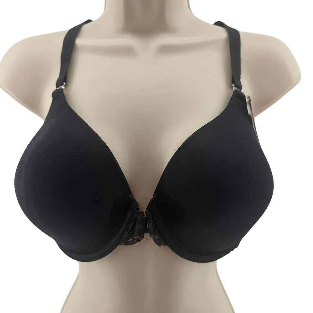 Maidenform One Fab Fit Lace T-Back Front Close Bra 7112 Black 38D - Image 2