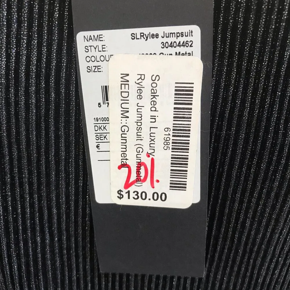 NEW Subtle Luxury Rylee Metallic Gunmetal Black Jumpsuit Women’s Size M NWT $130 Size M - Image 6
