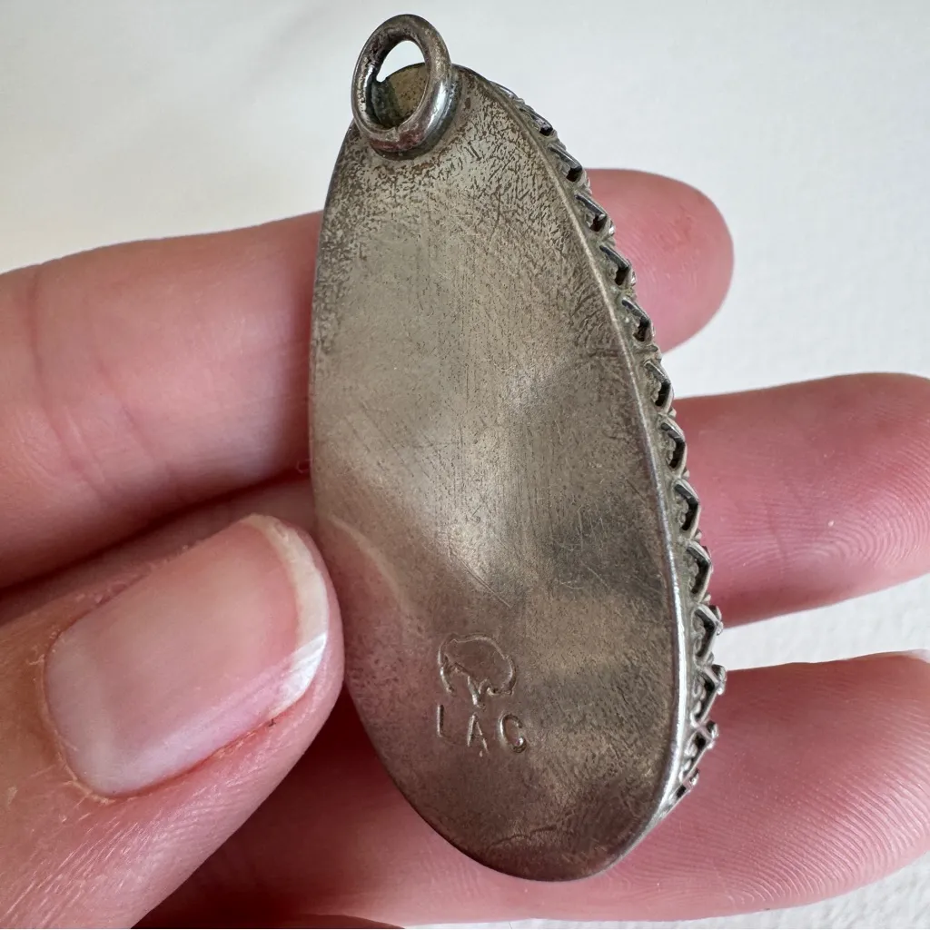 Vintage Navajo Signed LAC Sterling Silver Blister Pearl Pendant Estate Jewelry - Image 6