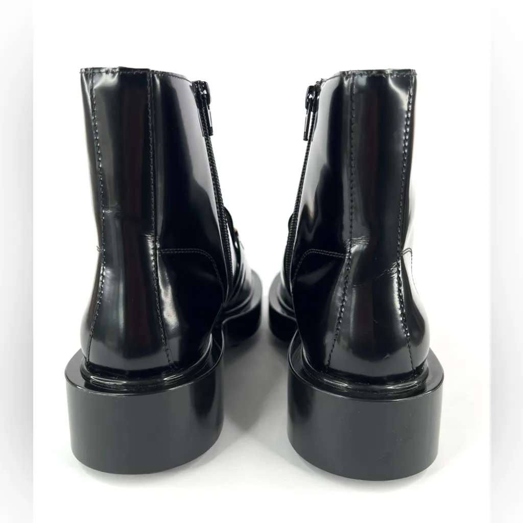 BOTTEGA VENETA Monsieur Horsebit Glossy Black Leather Zip Ankle Boots Size EU 38 - Image 6