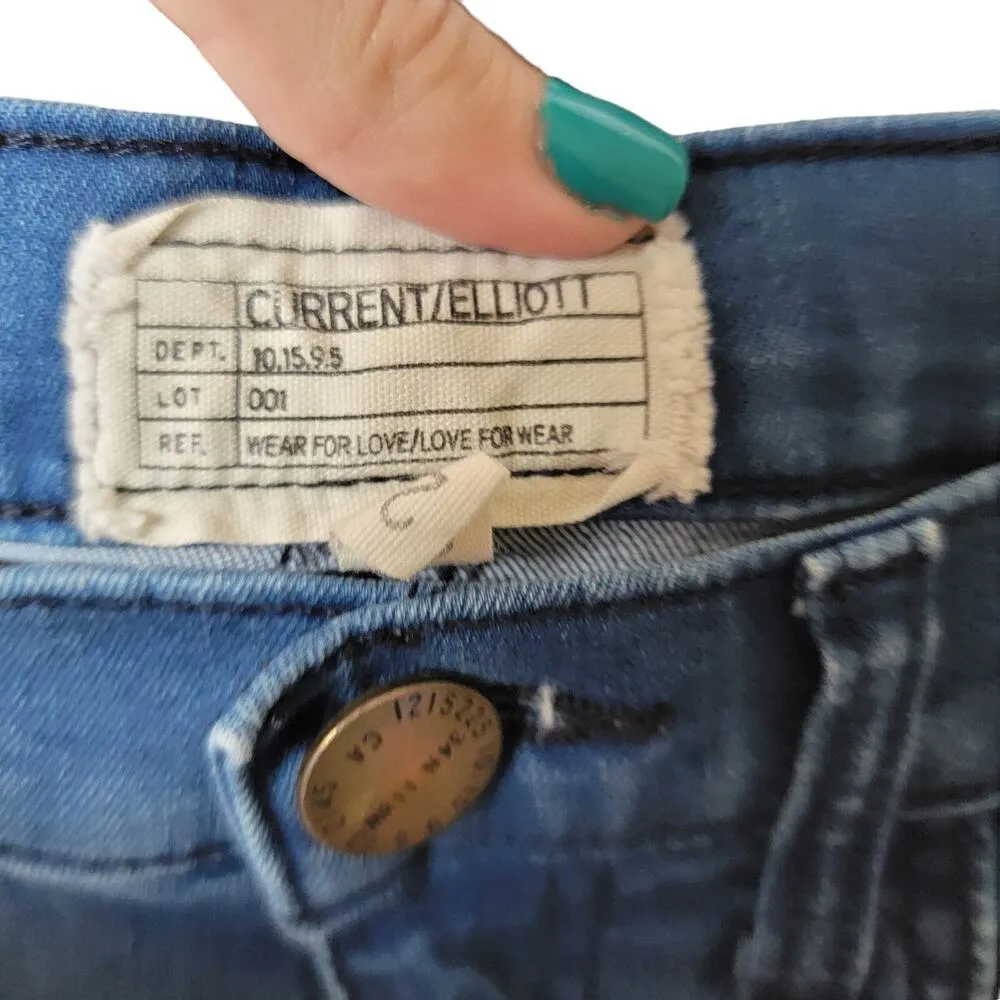 Current Elliott Dark Wash Indigo High Rise USA Made Ankle Skinny Jeans Size 26 - Image 3