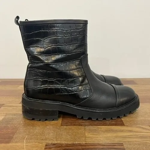 Malone Souliers Womens Boots 36 Black Leather Crock Chelsea Ankle Platform Cap - Image 5