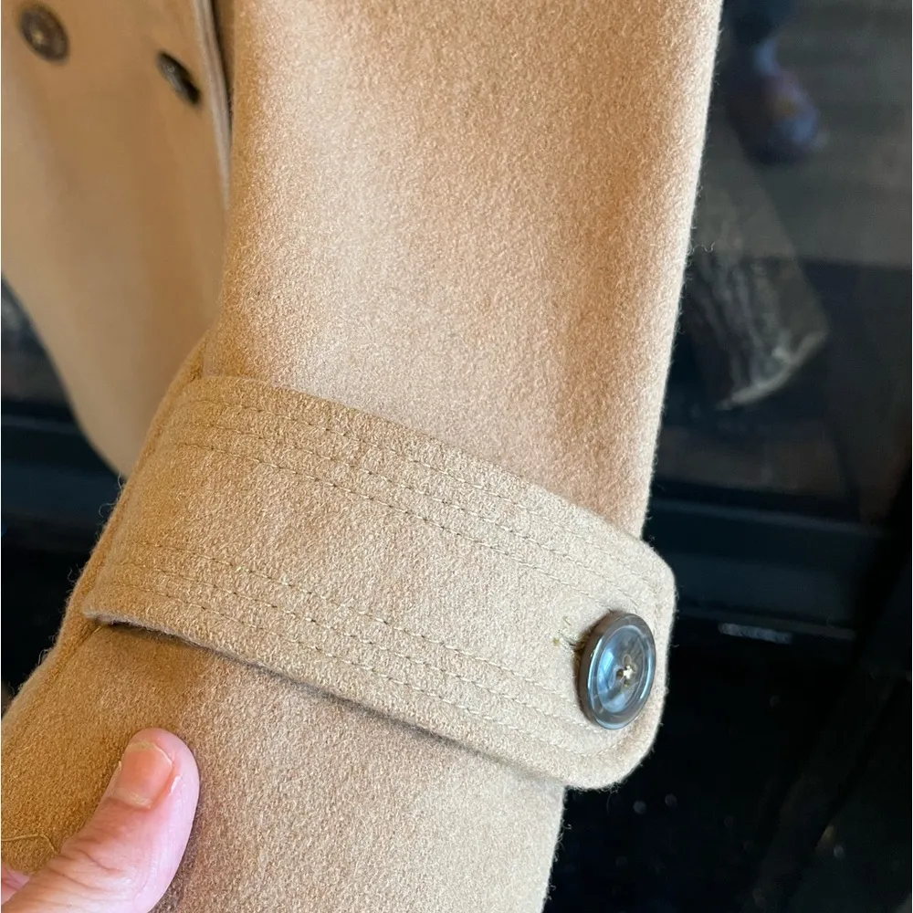 AK  Wool Pea Coat Camel Winter Long - Image 4