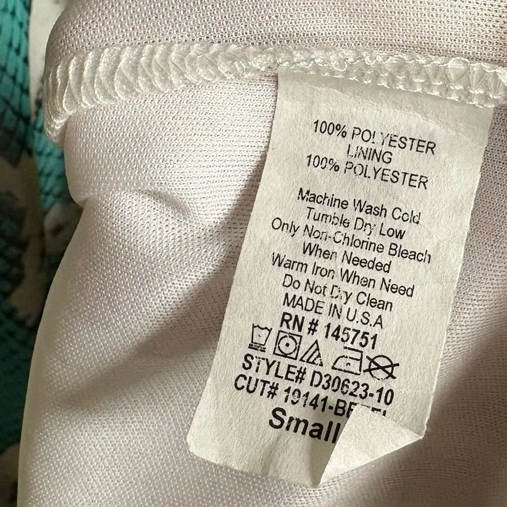 Peach Love California‎ Turquoise Snakeskin Print Dress Size Small - Image 6