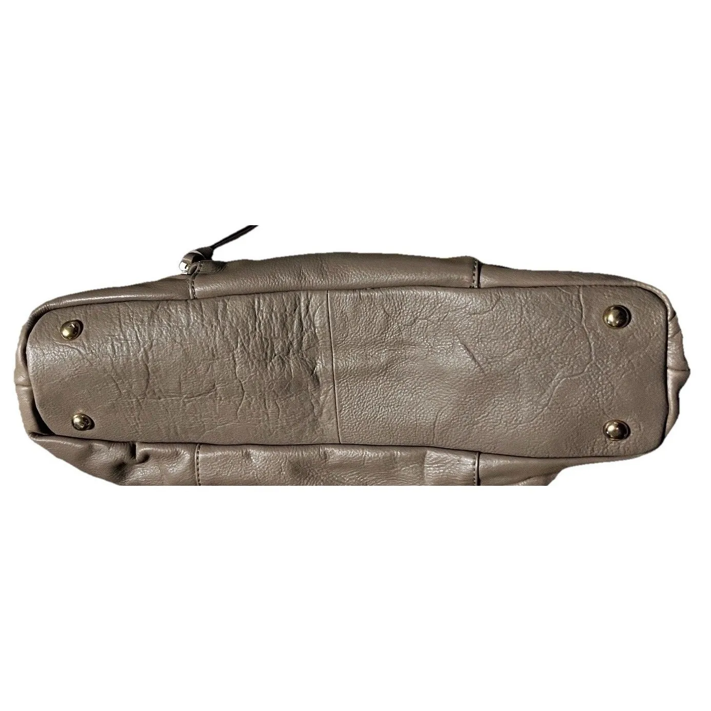 Kooba Leather Tote Bag Brown Zip Gusset Sides Expandable Front Pocket Shoulder - Image 5