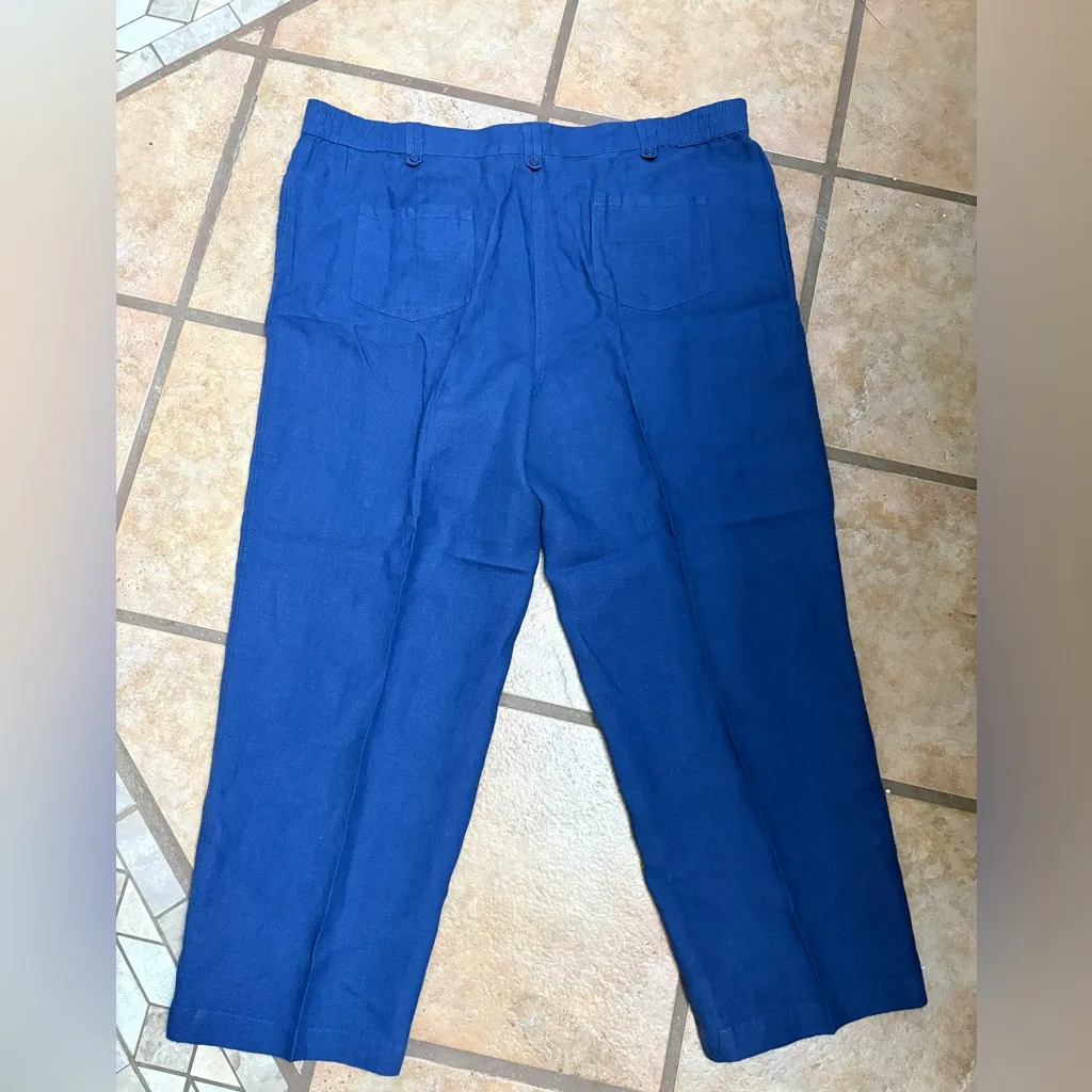 Jones New York Women's Wide linen Leg Pants in Blue - Image 2