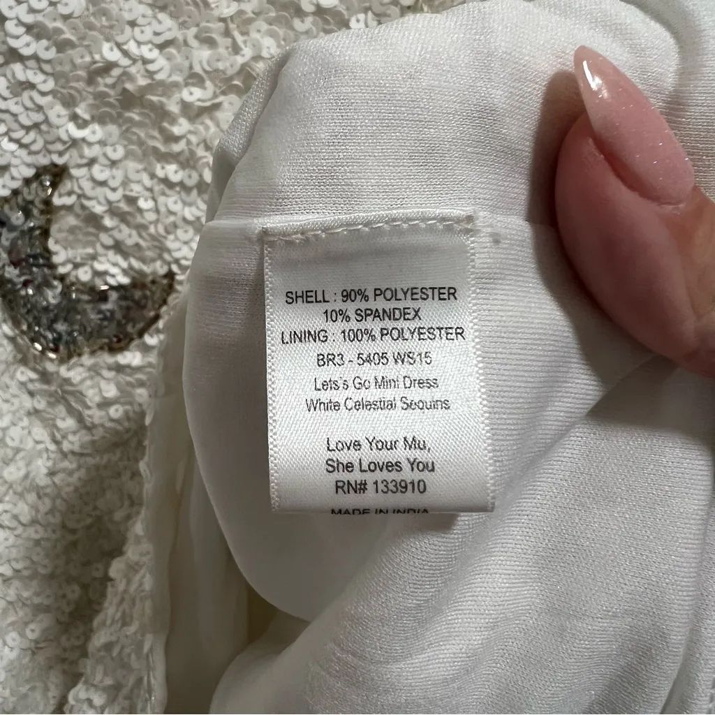 Show Me Your Mumu Let’s Go Mini Dress Celestial Sequins White - Image 12
