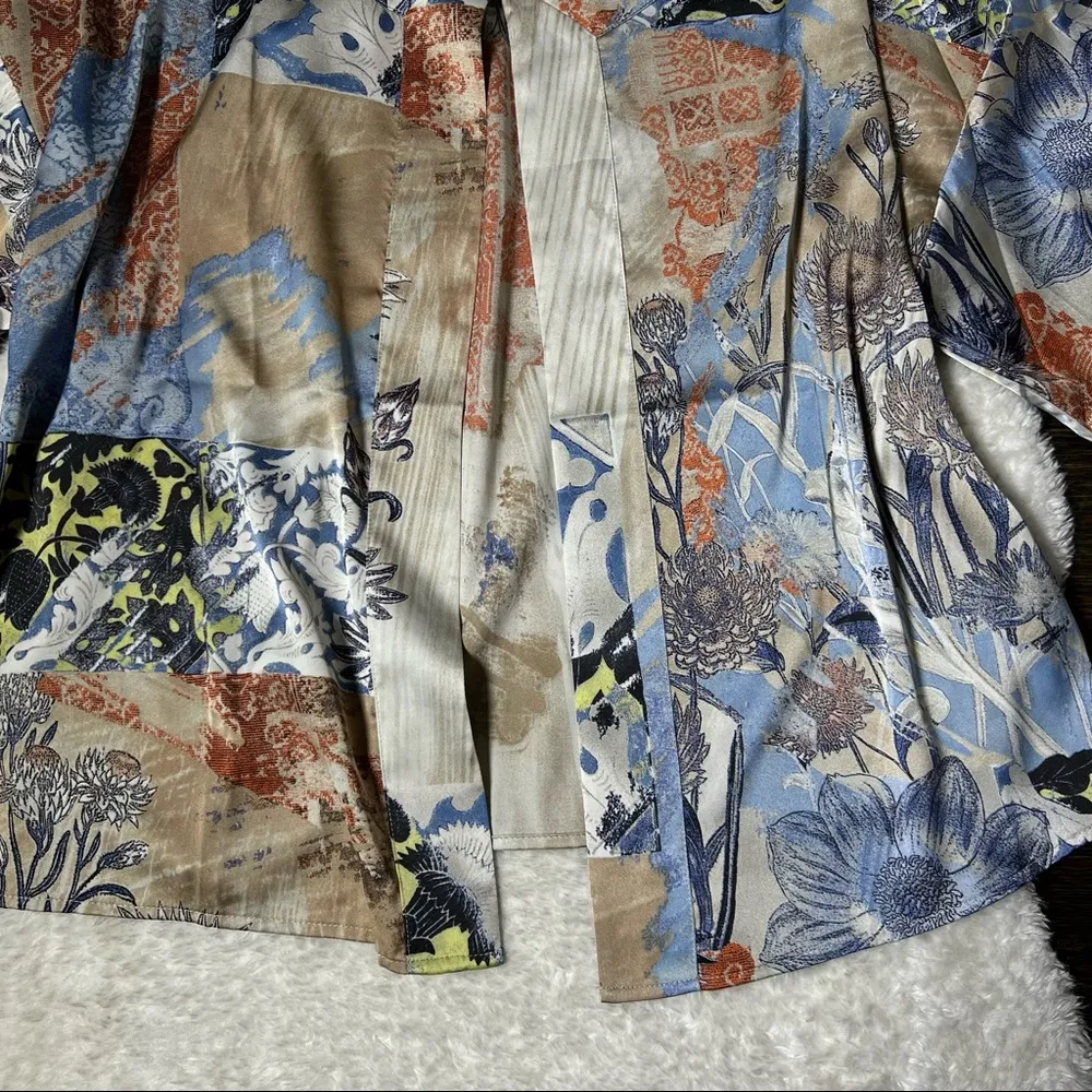 Chico’s Silky Mixed Floral Print Open Front Cardigan - Image 4