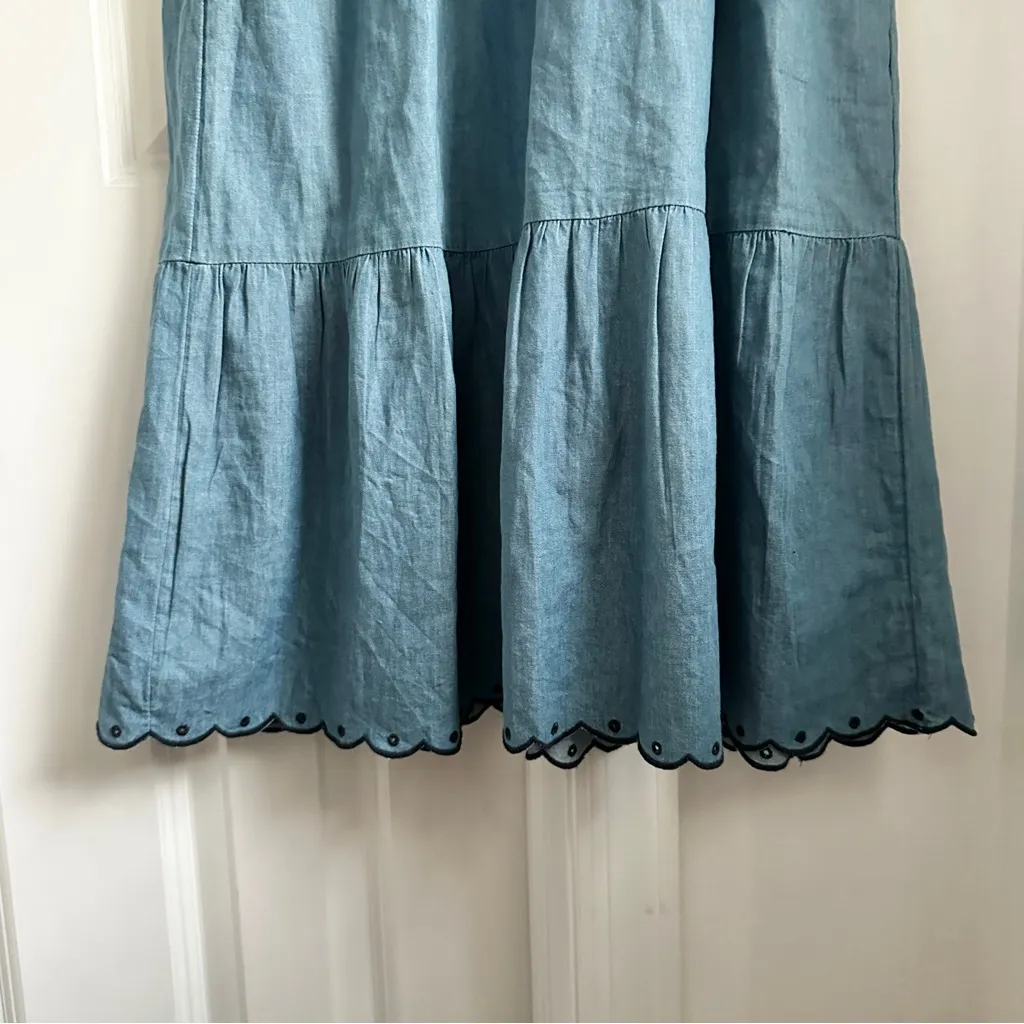 Never Fully Dressed Dreaming in the Clouds denim dress with embroidery. Blue Size 8 - Image 13