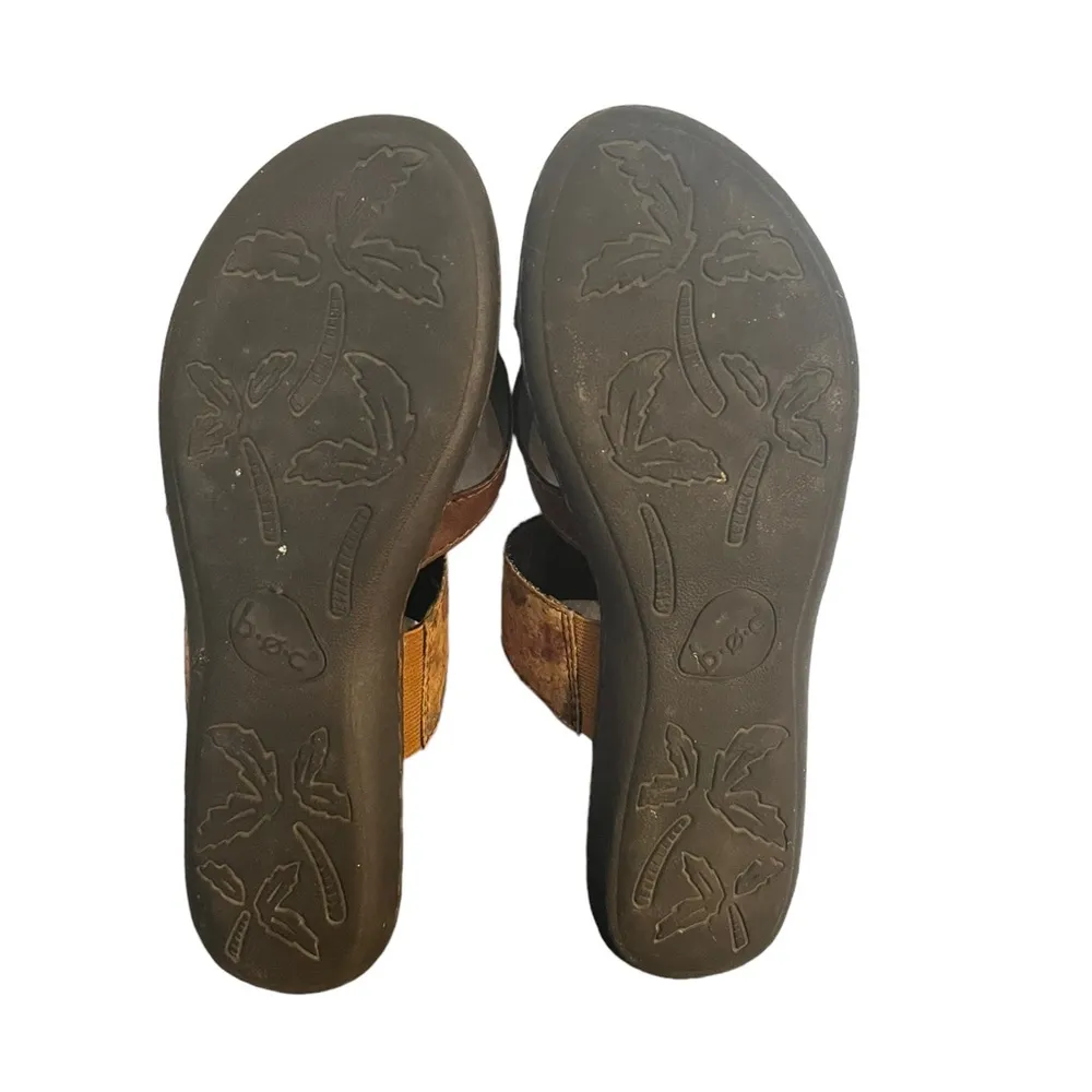 b.o.c. Born Concepts Gold Z10123 Dark Brown Floral Cork Slip On Sandals Sz 9M - Image 6