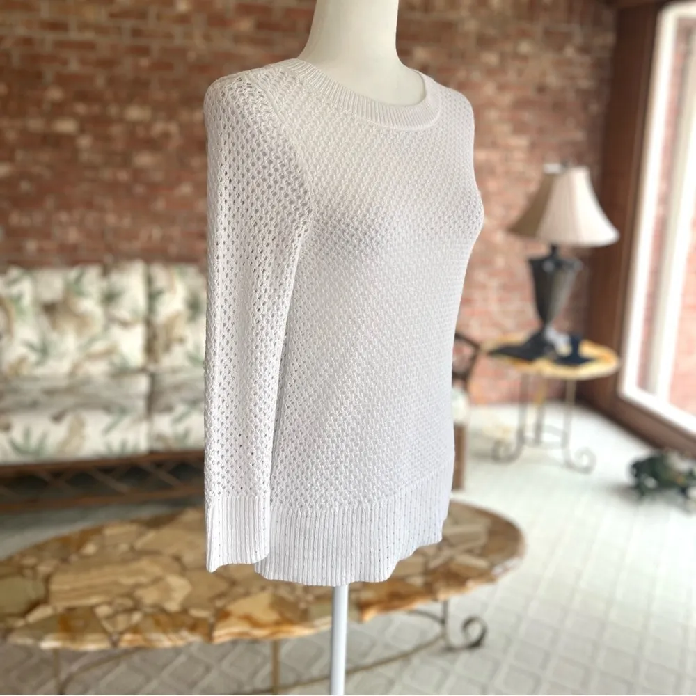Talbots Sweater Open Knit Long Sleeve Round Neck XS Shimmer Casual Preppy Office - Image 13