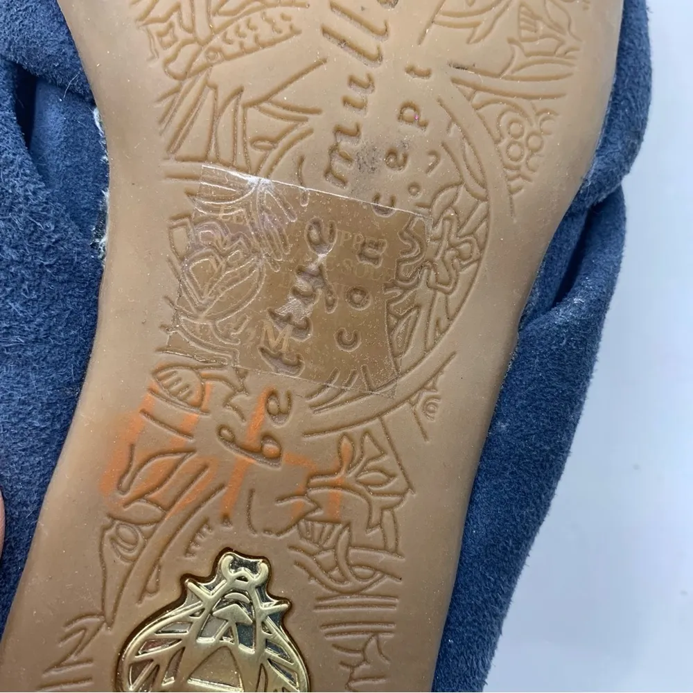 Bettye Muller Floyd Block Heel Sandal women’s size 6.5M slip on Navy blue suede - Image 11