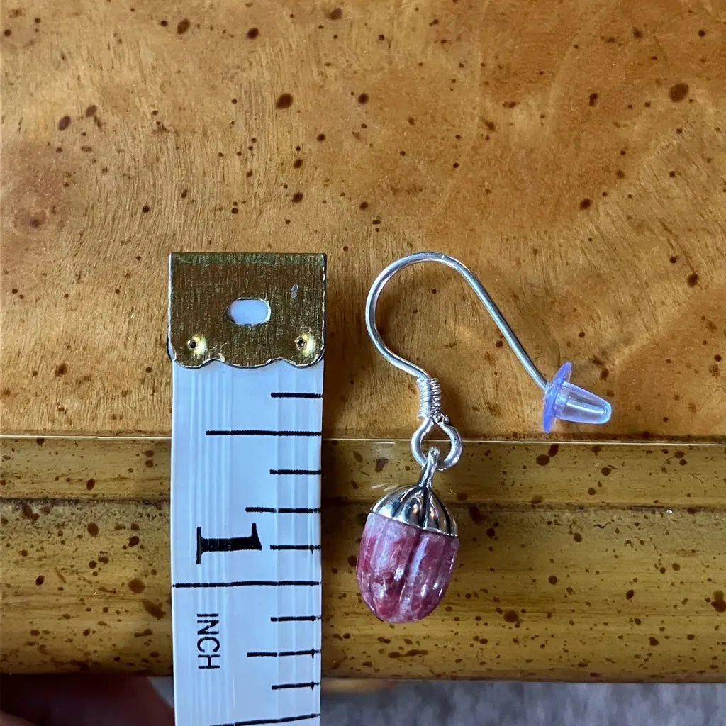 Norwegian Thulite Sterling Silver Earrings Red - Image 3