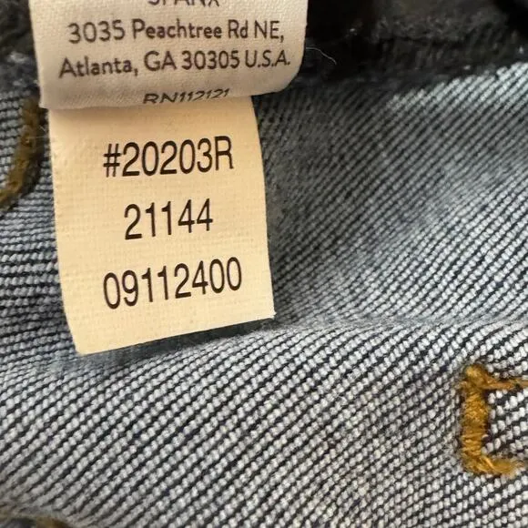 Spanx Distressed Ankle Pull On Skinny Blue Jeans Raw‎ Hem Size M - Image 10