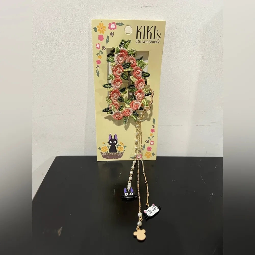 Studio Ghibli Kiki's Delivery Service Floral Jiji & Lily Charm Claw Clip - Image 3