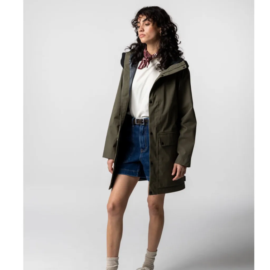 finisterre Women's Litus Waterproof Jacket Olive Green Size 8 - Image 2