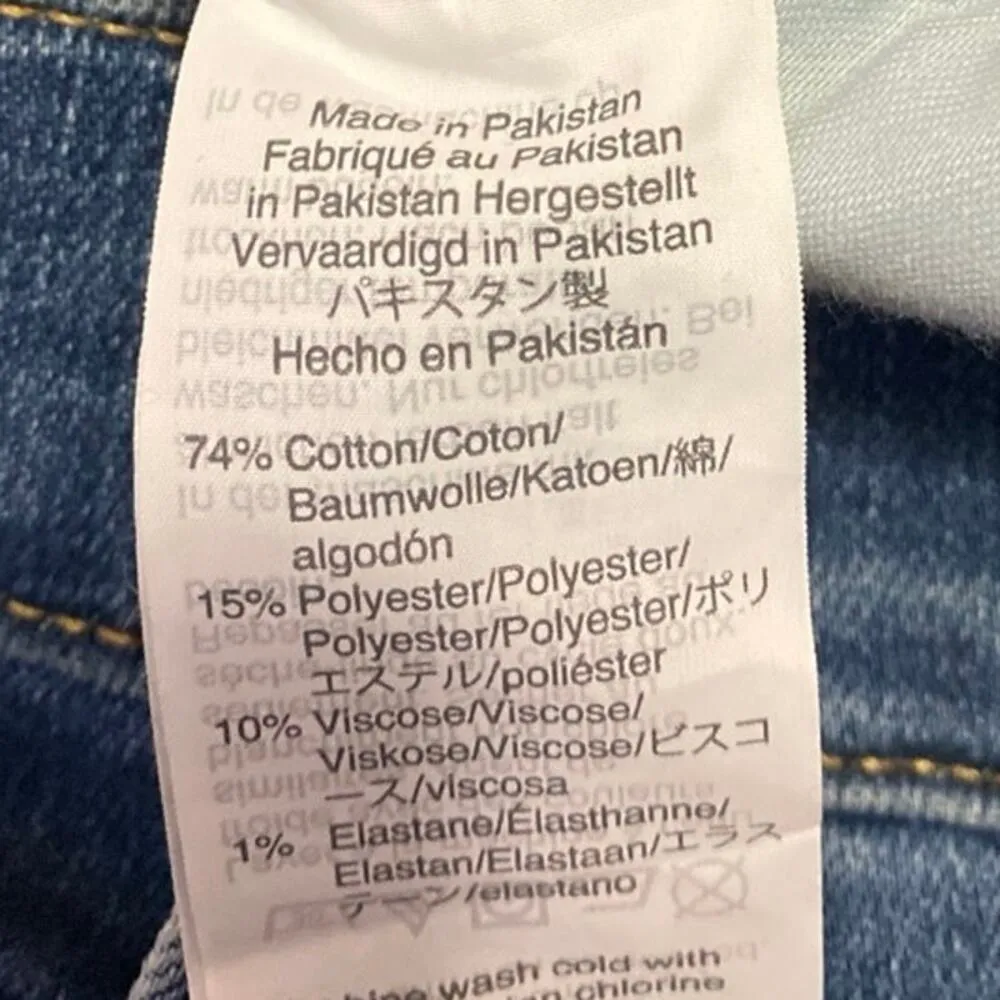 J.Crew Women's Blue High Waist Button Fly Strep Fray Skinny Denim Jeans Pants 32 - Image 5