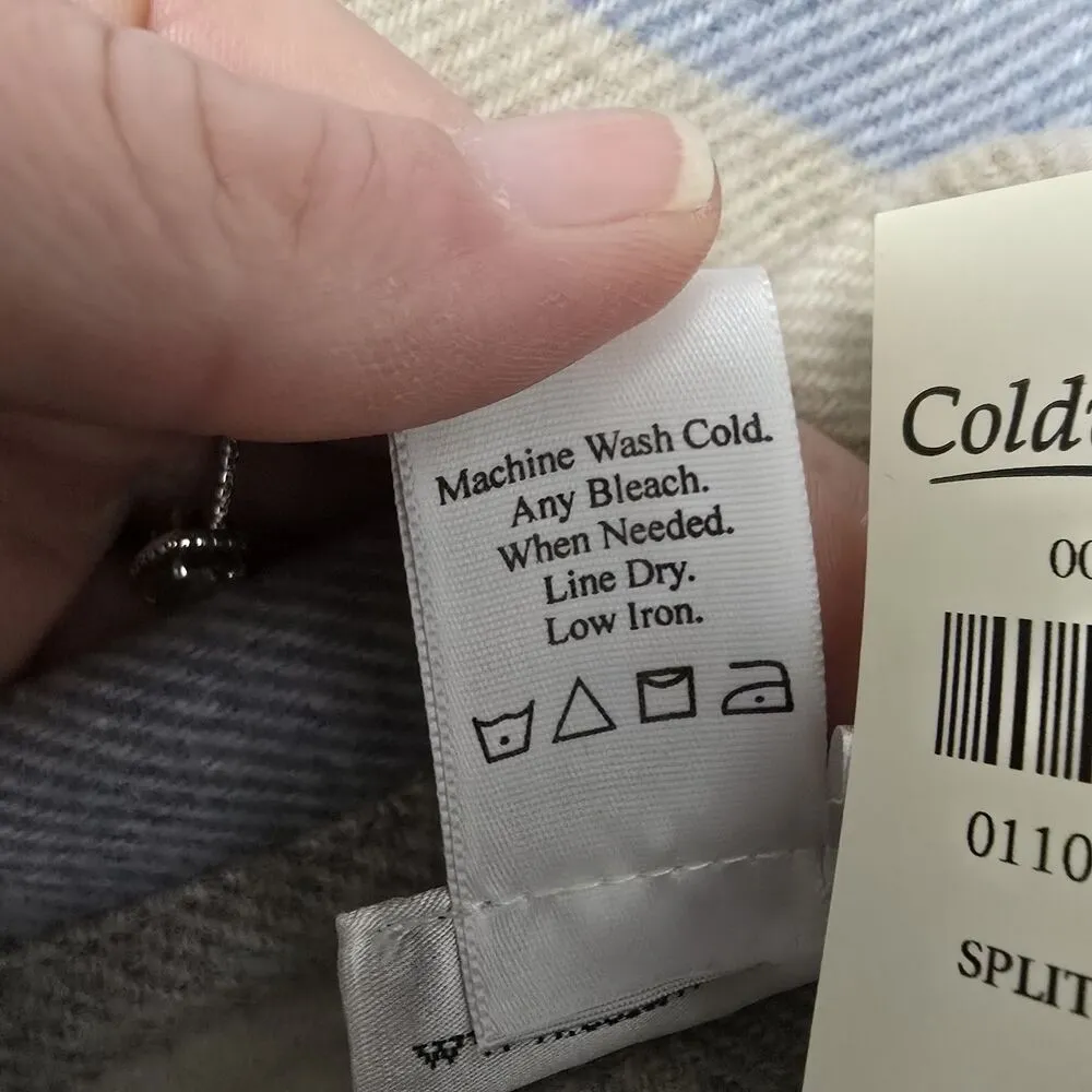 Coldwater Creek Beige & Light Blue Checkered Split Back Flannel Size PS - Image 7