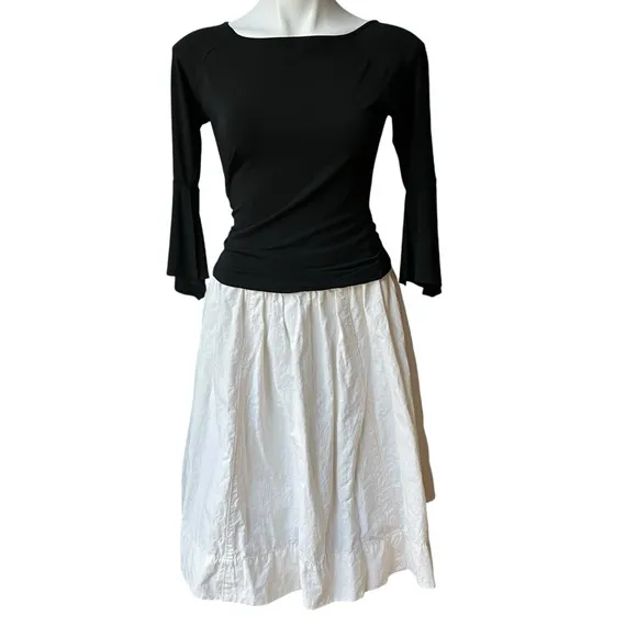 Marc Jacobs Ecru Linen/Cotten Blend Gathered A-Line Elastic Waist Skirt, Sz 8 - Image 2