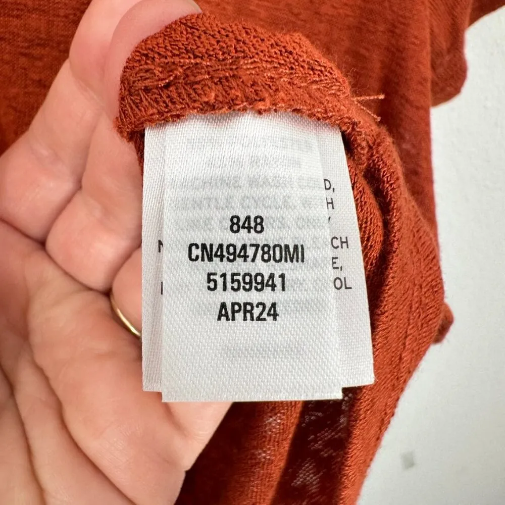 Caslon Nordstrom Twist Front V Neck Lightweight Casual Tee Shirt Dark Orange NWT - Image 4