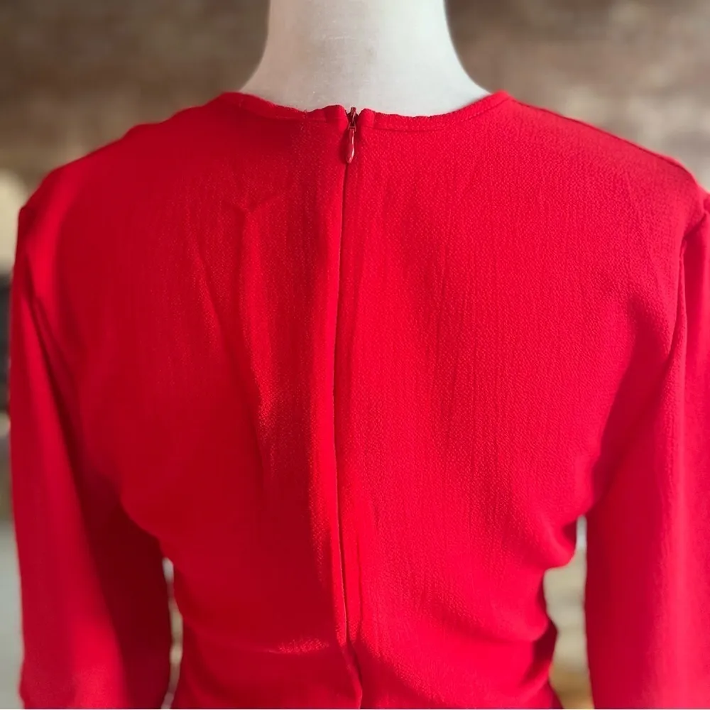 NWT Prettylittlething Romper Tie Front Red Playsuit 4 Plunging V-Neck Cocktail - Image 11