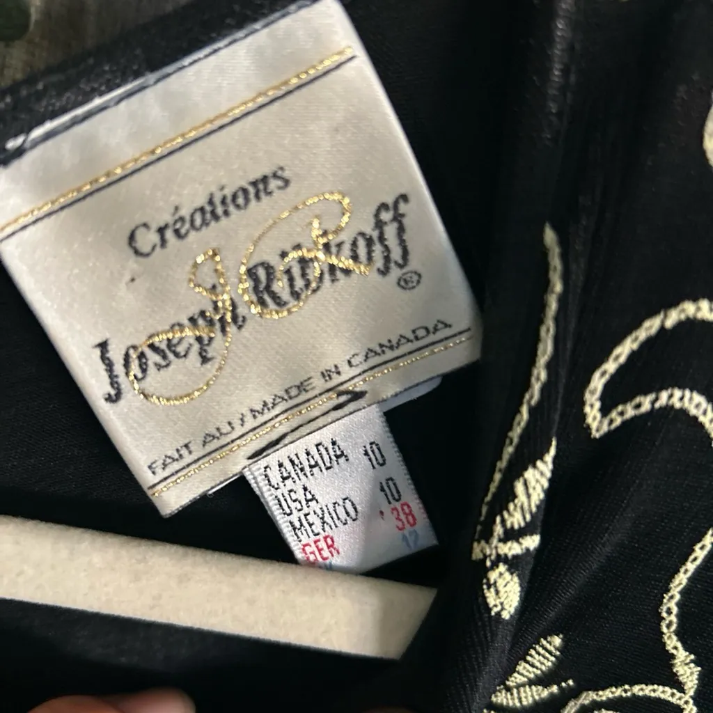 Vintage Joseph Ribkoff Black and Gold Elegant Jumpsuit Sz 10 - Image 5