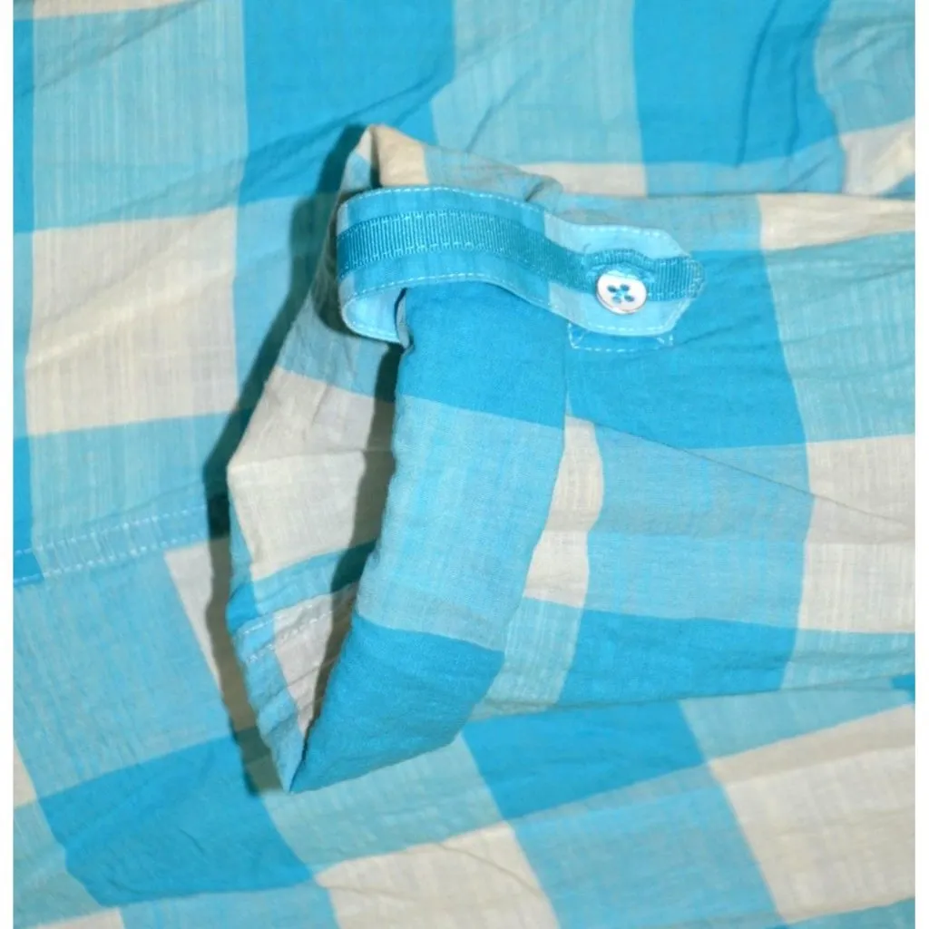 Foxcroft Women's Plus Size 14W Blue Plaid Button Front Blouse Top Cotton Pocket - Image 5