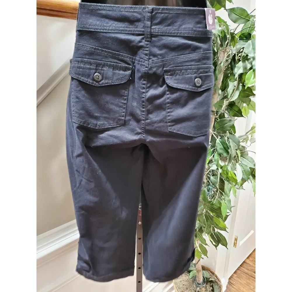 Gloria Vanderbilt Women's Blue Cotton High Rise Wide Legs Pull On Casual Pant 6 - Image 6