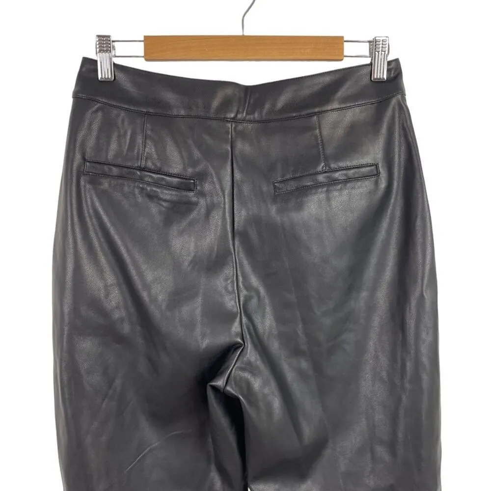 21 Saints Black Vegan Faux Leather High Waist Rise Stretch Straight Pants Large - Image 6