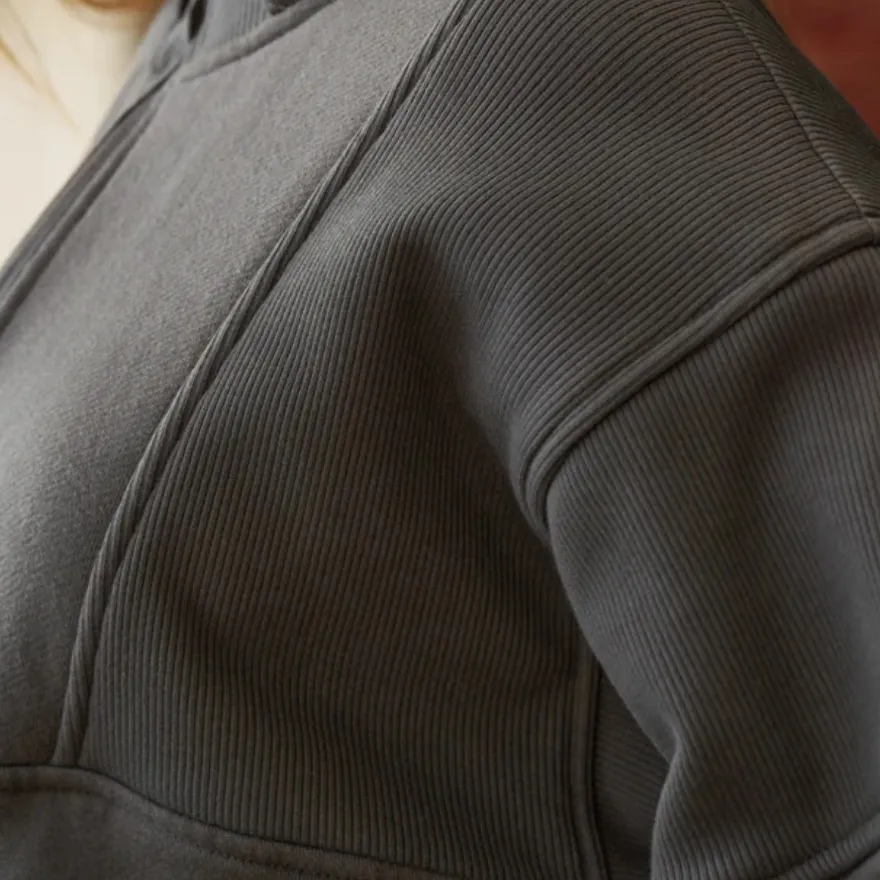 Joah Brown Retro Half Zip Sweatshirt Charcoal Luxe French Terry M/L - Image 6