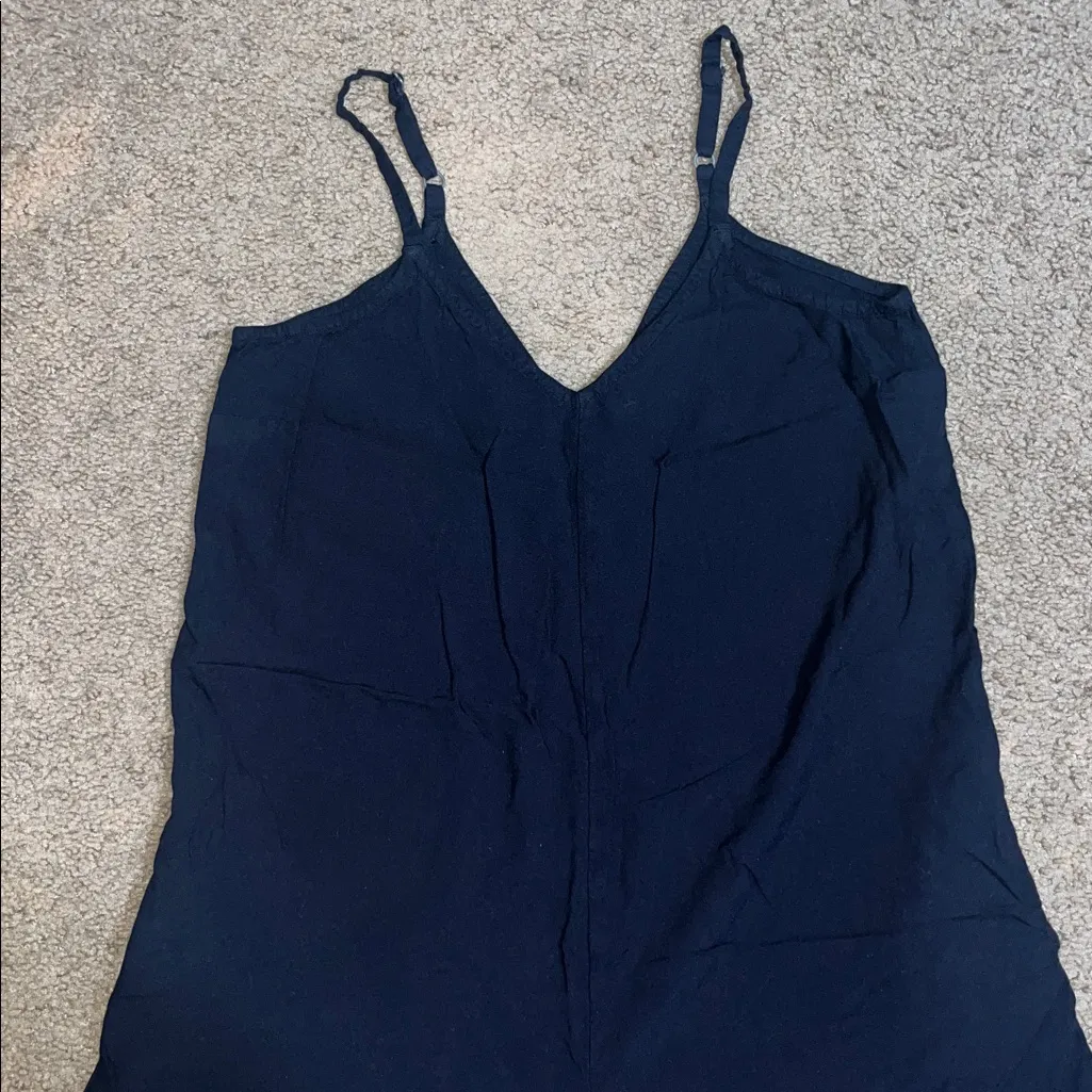 Garnet Hill Wide Leg Relaxed Fit Adjustable Strap Viscose Jumpsuit Black XS - Image 4