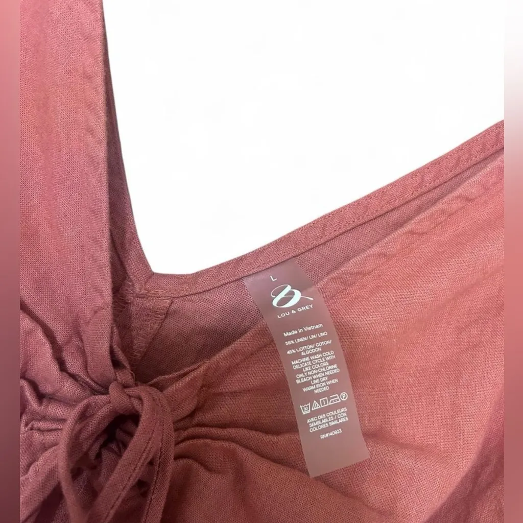 LOFT Lou & Grey Linen Cotton Tie Keyhole Maxi Dress | Large | Pockets | Sold Out - Image 4