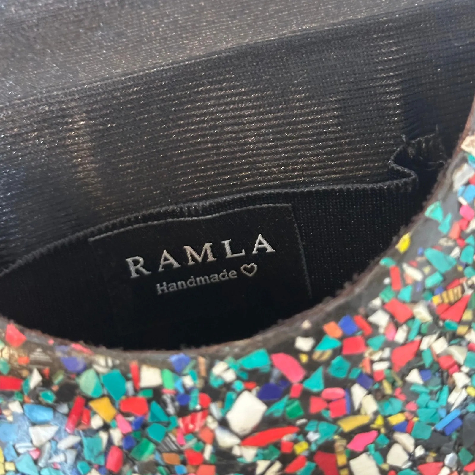 Ramla Handmade Purse Mosaic Sun Tile Clutch Crossbody Studded Small Colorful - Image 4