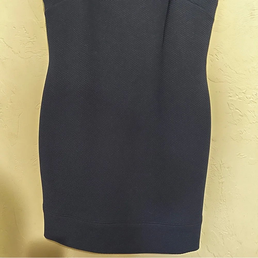 Lauren Ralph‎ Lauren Navy Blue Rolled Collar Waffle Knit Sheath Dress - Image 3