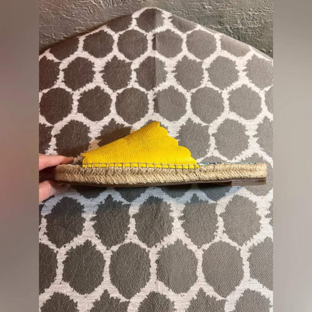 J McLaughlin Yellow Scalloped Espadrille Slide colorful flat summer sandal - Image 6