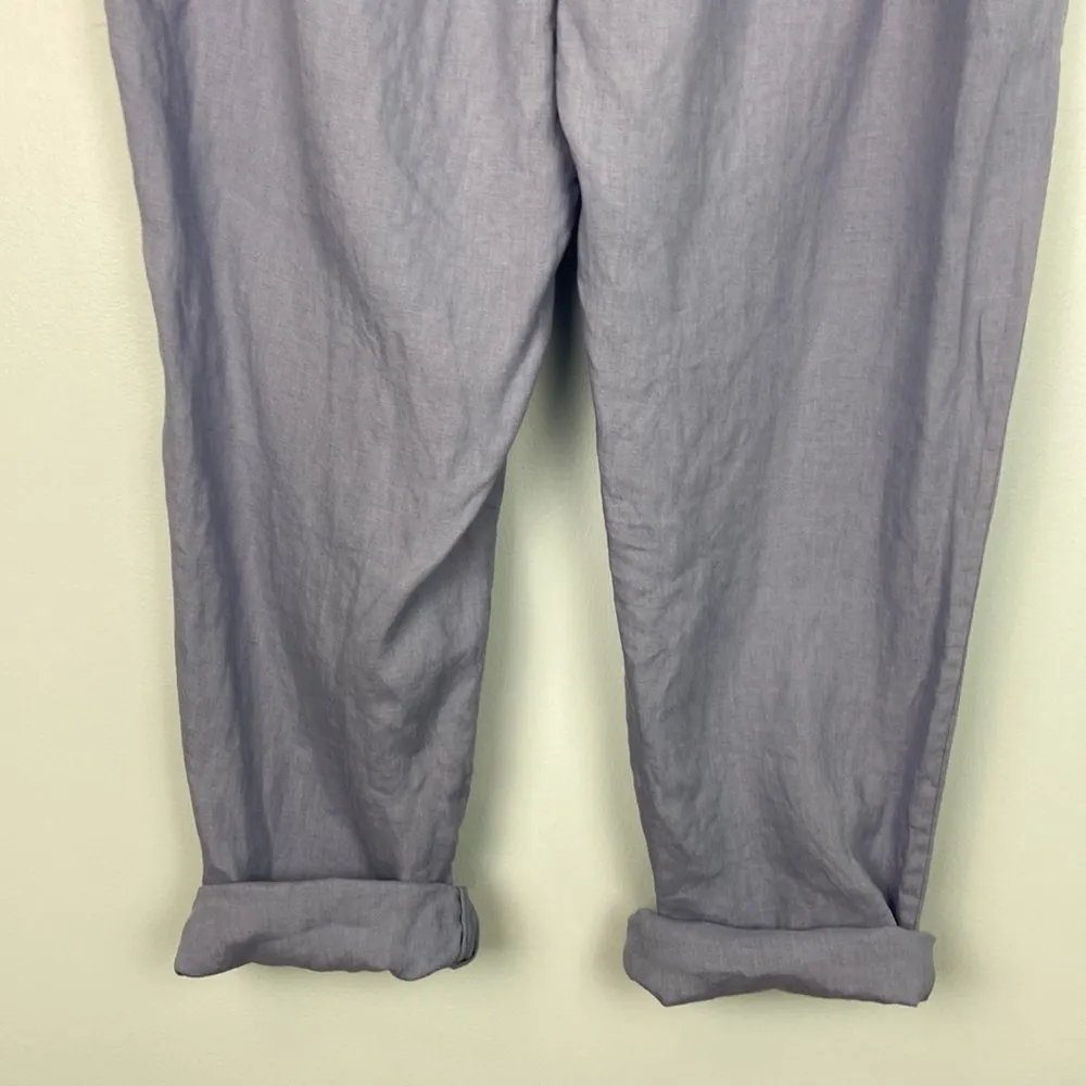SAKS FIFTH AVENUE Tapered Linen Pants Loose Elastic Waist Ankle Trouser Size XL - Image 8
